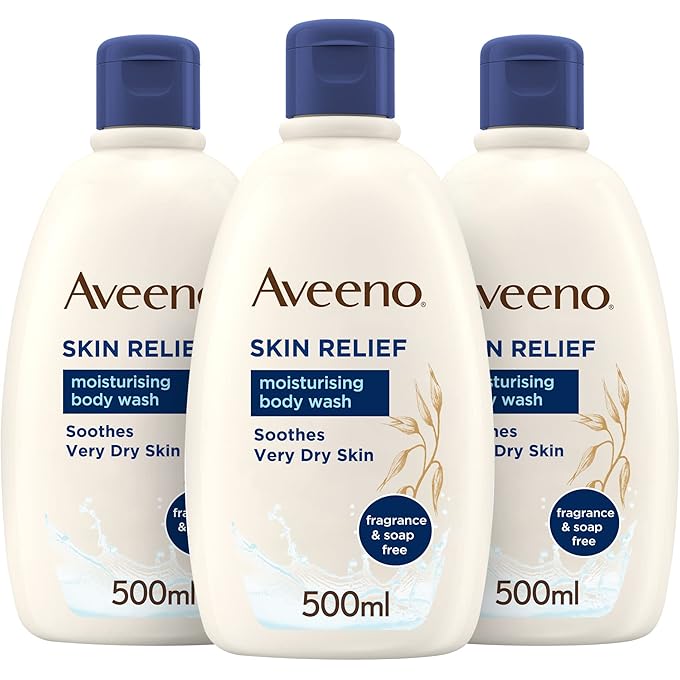 Aveeno Skin Relief Moisturising Body Wash Bundle (3x 500ml), Gentle Cleansing Wash with Soothing Triple Oat Complex, Soap-Free, Unscented for Sensitive and Very Dry Skin - Image 1